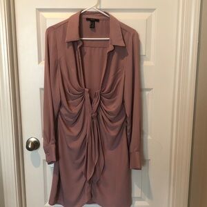 Forever 21 Mauve Draped Long Sleeve Dress